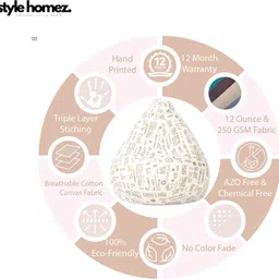 style homez 4XL Classic Cotton Canvas Abstract Printed Teardrop Bean Bag With Bean Filling image 5