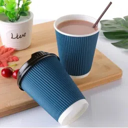 comfy package Pack of 50 Paper Ripple Coffee Cup 8OZ Eco-Friendly & Compostable Disposable Cups image 3