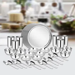 shri & sam Pack of 36 Stainless Steel High Grade Stainless Steel Dinner Set, 36-Pieces, Service for 6 People, Silver Dinner Set image 4