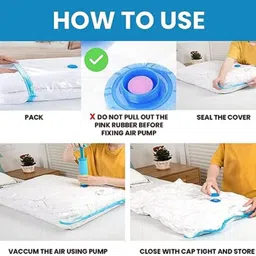 toqon 2 Small (50 cm x 70 cm) , 2 Medium (60 cm x 80 cm), 1 Large (80 cm x 100 cm) Travel Storage Vacuum Bags image 2