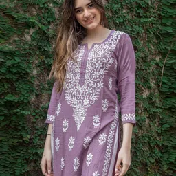 Women Embroidered Viscose Rayon Straight Kurta-image-13