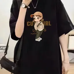 calm down Women Printed Round Neck Cotton Blend Black T-Shirt-picture-46