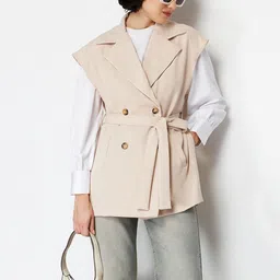 Trendyol Double-Breasted Sleeveless Tie Up Overcoat-image-40
