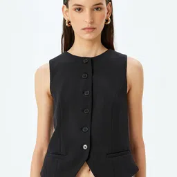 Koton Slim-Fit Round Neck Waistcoat-image-48