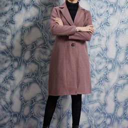 Athena Mauve Notched Lapel Collar Woollen Single Breasted Trench Coat-picture-26