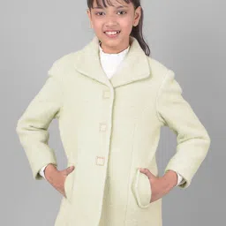 Crimsoune Club Girls Textured Spread Collar Single-Breasted Overcoat-image-17