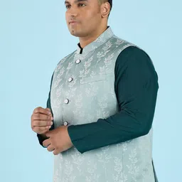 Big Hello - The Plus Life Woven Design Nehru Jacket image 2