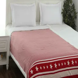 pluchi Red Cotton Solid 250 Gsm Single Bed Blanket image 2
