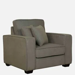 woodsworth from pepperfry Hugo Fabric 1 Seater Sofa In Sandy Brown Colour image 4