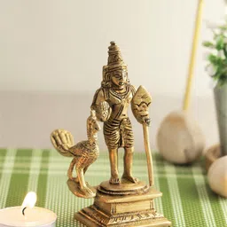 CraftVatika Gold-Colored Lord Murugan Kartikeya Karthikeya Swamy Idol Showpieces-image-48