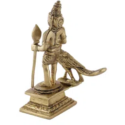 CraftVatika Gold-Colored Lord Murugan Kartikeya Karthikeya Swamy Idol Showpieces image 3