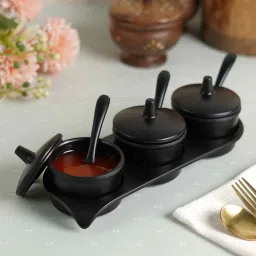 cdi Black 100ml Each Melamine 3 Pcs Condiment Set image 1