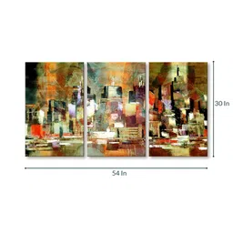 999store Uprise Multicolour Cotton Canvas Framed Abstract Art Panel Set of 3 image 4