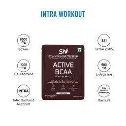 Steadfast Nutrition Active BCAA | Pre Workout BCAA Supplement in 2:1:1 Ratio | Muscle Recovery & Endurance, Intra workout | BCAA with L-Glutamine & L-Arginine (Cola, 30 Sachets) image 2
