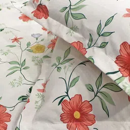 Aurave White & Blue Floral Microfiber 210 TC Fitted King Bedsheet With 2 Pillow Covers-picture-10