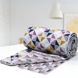 Aurave Pink & Blue Geometric Cotton AC Room 150 GSM Double Bed Dohar-image-10