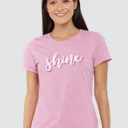 Dollar Missy Women Pink Typography Printed Cotton Anti Odour Slim Fit T-shirt-picture-11