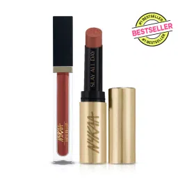 Nykaa Cosmetics Matte to Last Lipstick + Liquid Lipstick Bestseller Combo- Madras Kaapi-picture-16