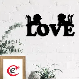 eCraftIndia Black Love Typography Wall Decor-image-92