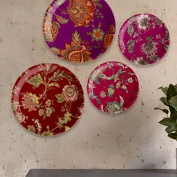 nestroots Maroon & Purple 4 Pieces Floral Printed Wall Plates-picture-11