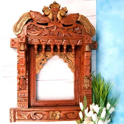 apka mart Brown Textured Wooden Jharokha Wall Decor-image-39