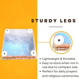 apka mart GoldToned and Green Small Brass Textured Chowki image 5