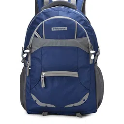 Provogue Unisex Navy Blue & Grey Brand Logo Backpack with Reflective Strip & Rain Cover-image-51