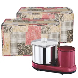 Kuber Industries 2-Pcs Black & Pink Floral Printed Waterproof Mixer Grinder Cover image 1