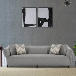 casacraft from pepperfry Salford Boucle Fabric 3 Seater Sofa in Ash Grey Colour-picture-39