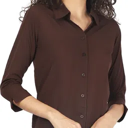 kitimat Women Regular Fit Solid Cut Away Collar Formal Shirt-picture-13