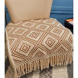 jutie pie Beige Textured Cotton 1 Seater Sofa Cover by Jutiepie image 3