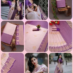 aquiliq Self Design Kanjivaram Silk Blend Saree image 5