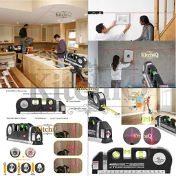 kitchiq Multipurpose Laser Level Kit - Standard Cross Line Leveler Beam Tool With Rulers ABS Material for Picture Hanging cabinets Tile Walls Non-magnetic Line Level image 3