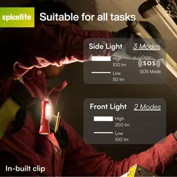 spicelite FLP 201 2W LED Torch with Multi Mode, SOS Mode, 1W Side Light, USB-C Pocket Torch image 3