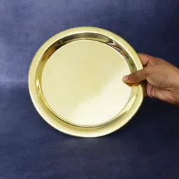 spilbox Brass plain Vadi thattu-Large|Plate for Vessel Lid|Polished Cover for Containers Sectioned Plate image 2