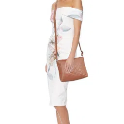 leather land Tan Women Sling Bag - Medium Italian Barfi sling in Tan image 3