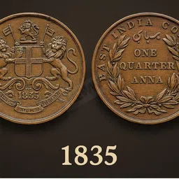 newway 1 Quarter Anna 1835 British India Collectible Old Rare Medieval Coin Collection-picture-37