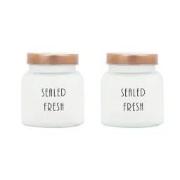 femora (Set Of 2) Frosted 700ml Glass Kitchen Storage with Gold Lid image 4