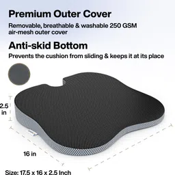 fovera Black, Grey Memory Foam Car Pillow Cushion for Universal For Car image 3