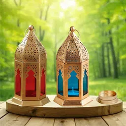 al zayan handicrafts Multicolor Iron Hanging Lantern image 4