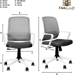 oakcraft Ergonomic Home Office Desk White Mesh Chair with Lumbar Back Support Mesh Office Arm Chair image 2