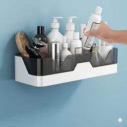 esspy Self-Adhesive Plastic Bathroom Rack, Bathroom Shelf Organizer Plastic Wall Shelf-picture-20