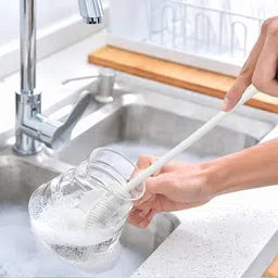 lepdocart White Multifunctional Soft Silicone Bottle Brush image 4