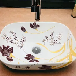 solano Premium Quality Attractive Ceramic Glossy Art Basin For Bathrooms & Living Room AR-024 [18 x 13 x 5]INCH Table Top Basin-picture-23