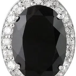 Femme Jam 925 Sterling Silver Natural Black Onyx Gemstone Oval Pendant for Women & Girls Onyx, Cubic Zirconia White Gold Pendant-picture-16
