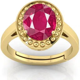 rspr 9.25 Ratti Untreatet A+ Quality Natural Ruby / Manikya manik Gemstone Brass Ruby Gold Plated Ring-picture-17