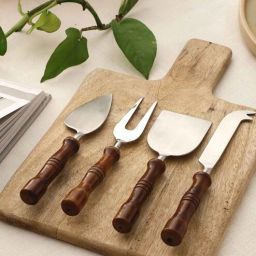 vareesha Hand-made Wooden Handles Stainless Steel Cheese Knives (Set of 4)-picture-16