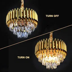 nevika Gold Italian K9 Crystal 600mm Metal Hanging Chandilier for Living room ETC Chandelier Ceiling Lamp image 5