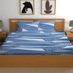 yaakholic Grey Abstract 144 TC Cotton Blend Double Bedsheet With 2 Pillow Covers image 2