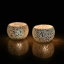 homesake White Glass Votive & Tea Light Holders (Pack Of 2)-picture-15